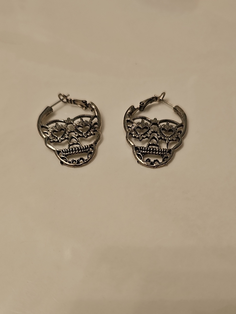 Kohl's Silver-Tone Floral Skull Hoop Earrings